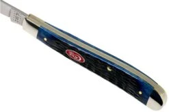 Case Slimline Trapper Navy Blue Bone, Rogers Jig, 07323, 61048 SS Pocket Knife -Case Knives Sales CE07323 06 case