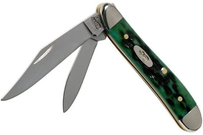 Case Peanut Pocket Worn Bermuda Green Bone, Peach Seed Jig, 09726, 6220 SS Pocket Knife 3 Case Peanut Pocket Worn Bermuda Green Bone, Peach Seed Jig, 09726, 6220 SS Pocket Knife