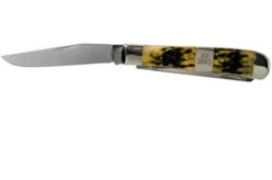 Case Trapper, Tang Stamp Series, Peach Seed Jig, Olive Green Bone 21511, 6254 SS Pocket Knife -Case Knives Sales CE21511 03 case