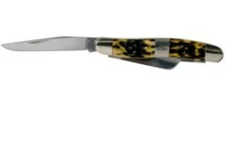 Case Medium Stockman, Tang Stamp Series, Peach Seed Jig, Olive Green Bone 21512, 6318 SS Pocket Knife -Case Knives Sales CE21512 03 case