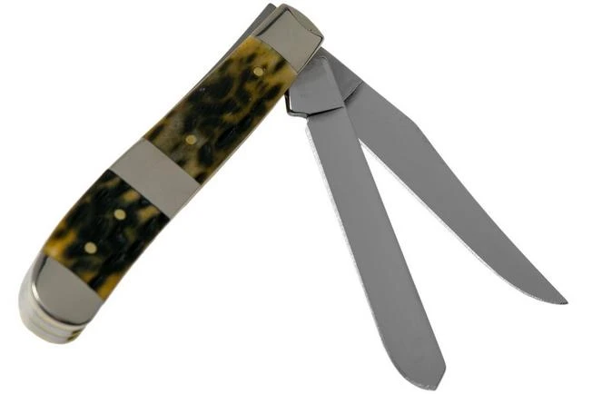 Case Mini Trapper, Tang Stamp Series, Peach Seed Jig, Olive Green Bone 21513, 6207 SS Pocket Knife 4 Case Mini Trapper, Tang Stamp Series, Peach Seed Jig, Olive Green Bone 21513, 6207 SS Pocket Knife - Image 2