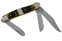 Case Stockman, Tang Stamp Series, Peach Seed Jig, Olive Green Bone 21518, 6347 SS Pocket Knife -Case Knives Sales CE21518 02 case