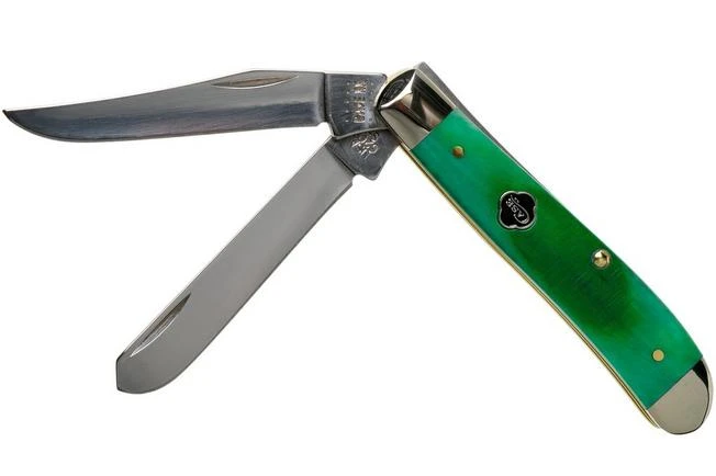 Case Mini Trapper Clover Green Bone, Sawcut Jig, 23213, 6207 SS Pocket Knife 3 Case Mini Trapper Clover Green Bone, Sawcut Jig, 23213, 6207 SS Pocket Knife