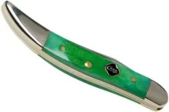 Case Small Texas Toothpick Clover Green Bone, Sawcut Jig, 23216, 610096 SS Pocket Knife -Case Knives Sales CE23216 04 case
