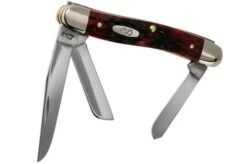 Case Medium Stockman Crimson Red Peach Seed Jigged Bone, 27382, 6318 SS Pocket Knife