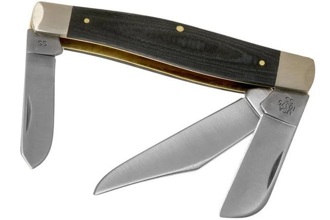 Case Large Stockman Smooth Black Micarta, 27732, 10375 SS Pocket Knife 4 Case Large Stockman Smooth Black Micarta, 27732, 10375 SS Pocket Knife - Image 2