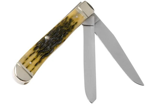 Case Trapper Pocket Worn Olive Green Bone, Peach Seed, 38191, 6254 SS Pocket Knife 4 Case Trapper Pocket Worn Olive Green Bone, Peach Seed, 38191, 6254 SS Pocket Knife - Image 2