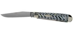 Case Medium Trapper White & Black Carbon Fibre-G10 Weave Smooth, 38920, 10254 SS Pocket Knife -Case Knives Sales CE38920 03 case