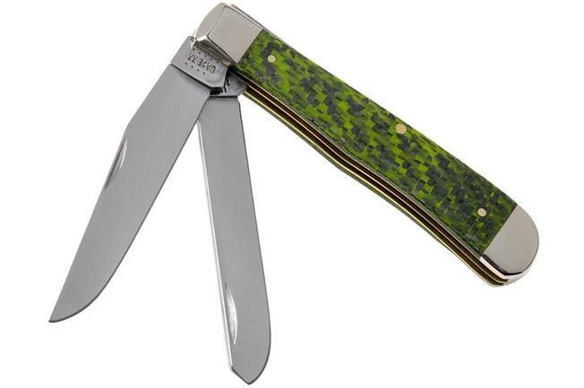 Case Trapper Green & Black Carbon Fibre-G10 Weave Smooth, 50710, 10254 SS Pocket Knife 3 Case Trapper Green & Black Carbon Fibre-G10 Weave Smooth, 50710, 10254 SS Pocket Knife